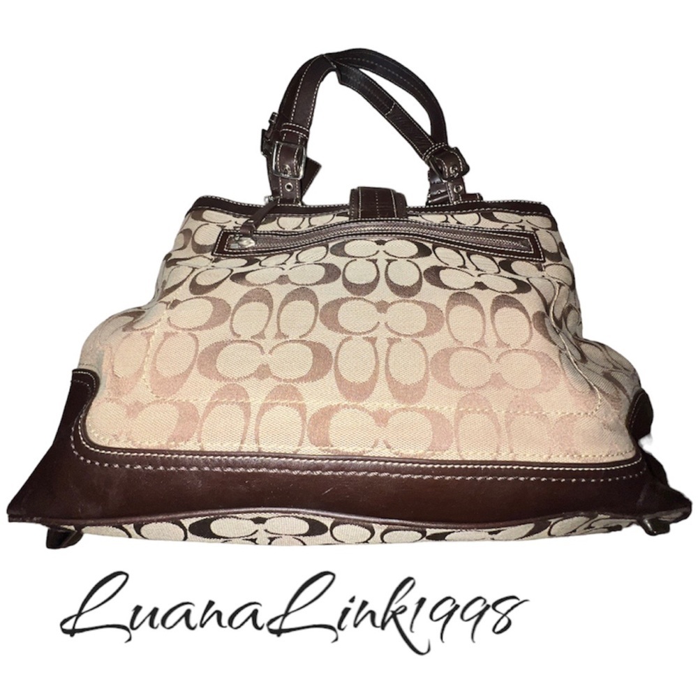 Coach Hampton F12643 Leather and canvas Brown Signature Satchel - Picture 8 of 14